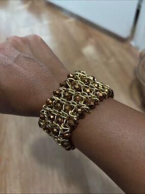 paparazzi Gold-Tone Beaded Chain Wide Bracelet
